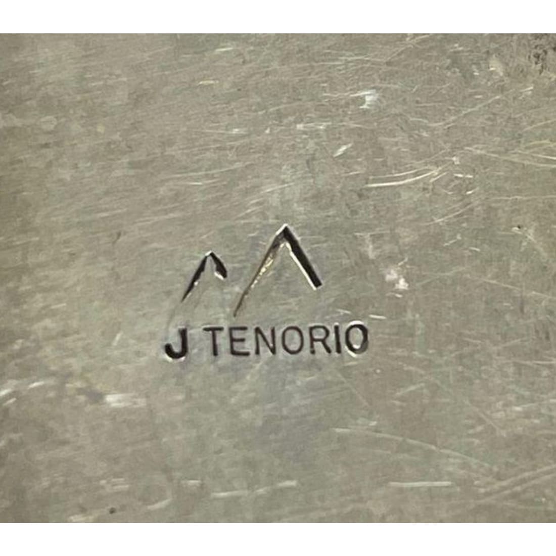 Close-up of the Joseph Tenorio hallmark stamped on silver jewelry from the Joseph Tenorio Santo Domingo onyx necklace