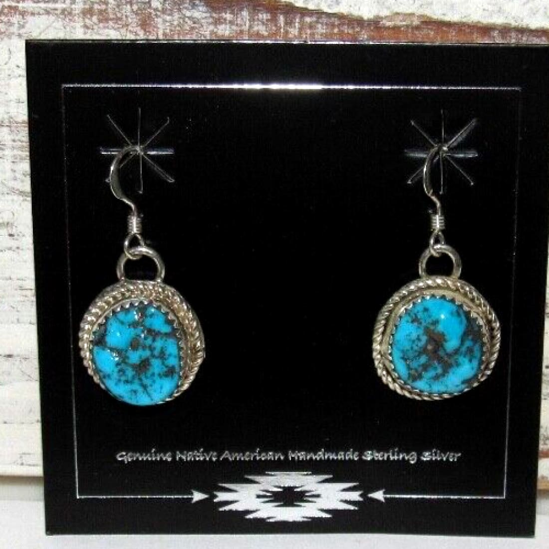 Navajo Kingman Dangle Drop Earrings Sterling Silver D.