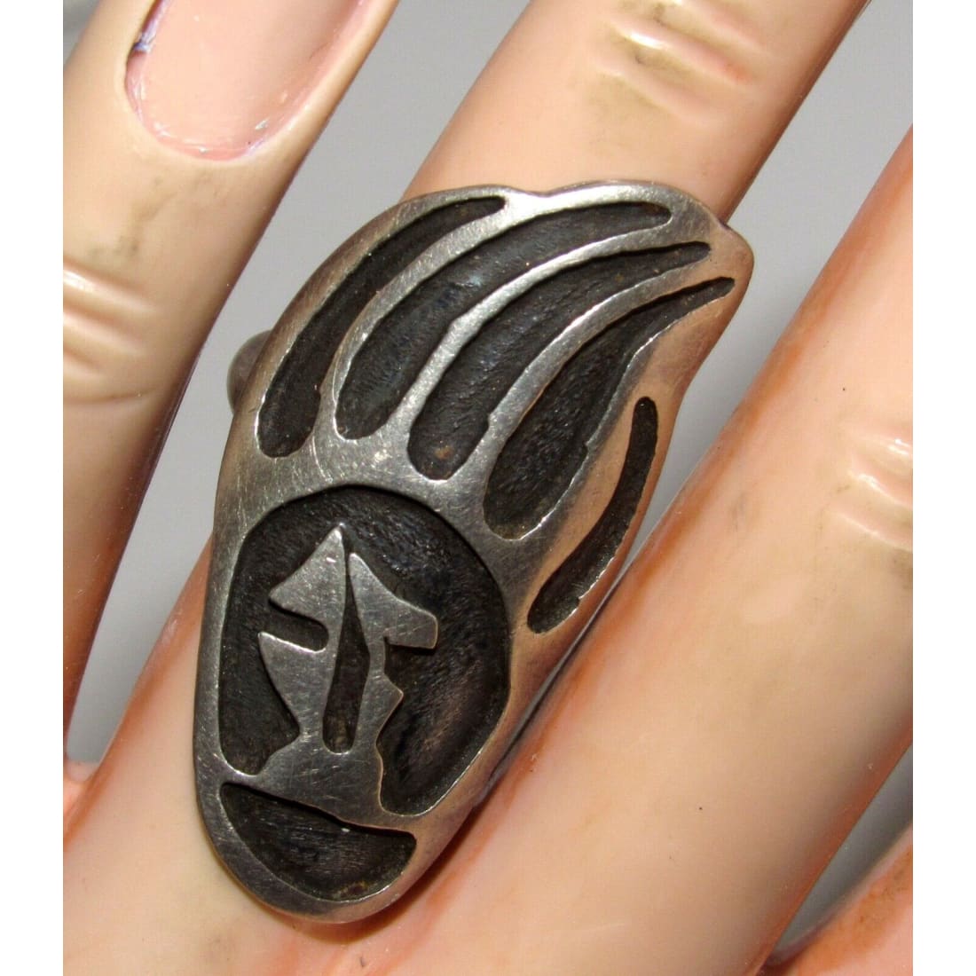 Old Pawn Hopi Bear Paw Ring Sz. 5.5 Sterling Silver Native