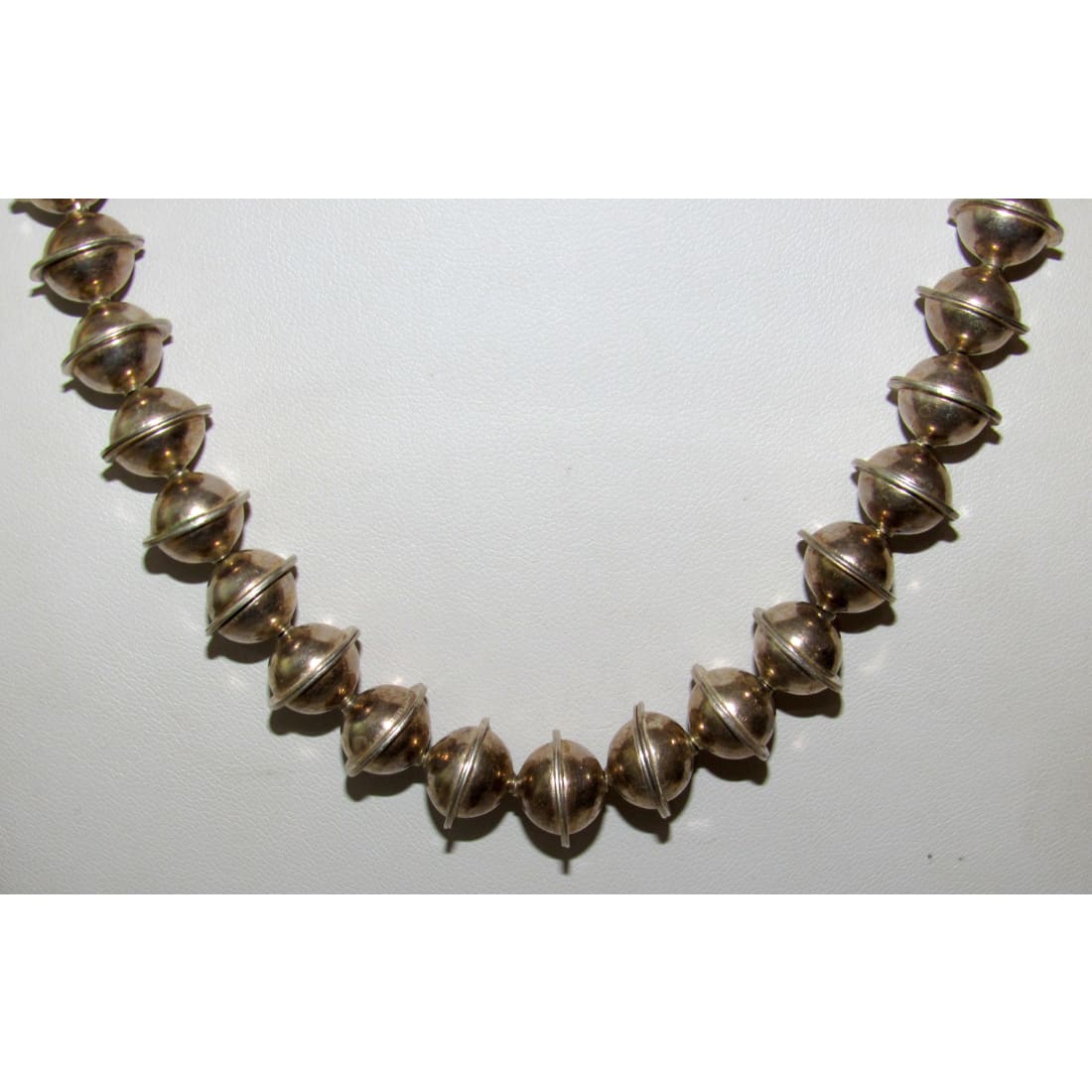 Navajo 12mm Pearls Necklace Sterling Silver Saucer Beads