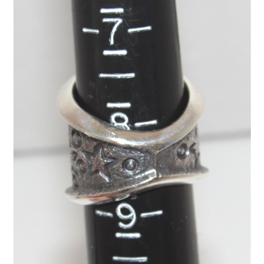 Navajo Kevin Yazzie Pueblo Cross Ring Size 9 Sand Cast Tufa