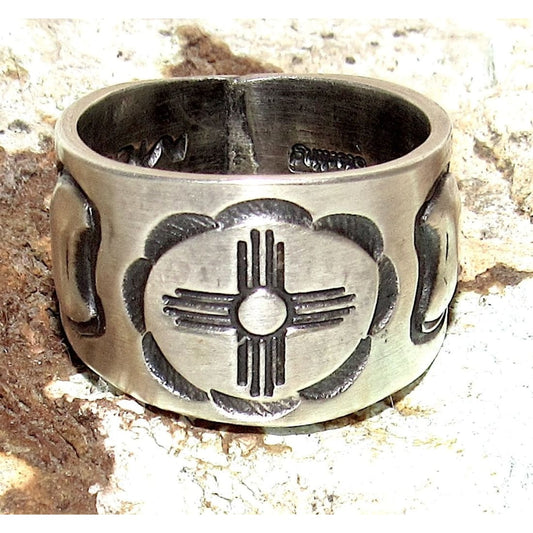 Navajo Martha Cayatineto Zia Cross Ring Size 10 Sterling