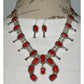 Navajo Mediterranean Coral Squash Blossom Necklace &