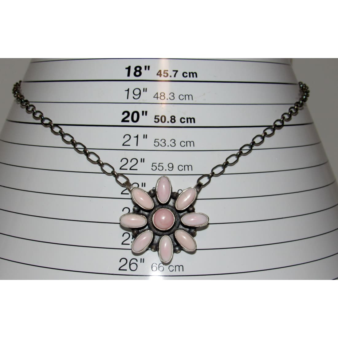 Navajo Pink Conch Cluster Bar Necklace Sterling Silver B.