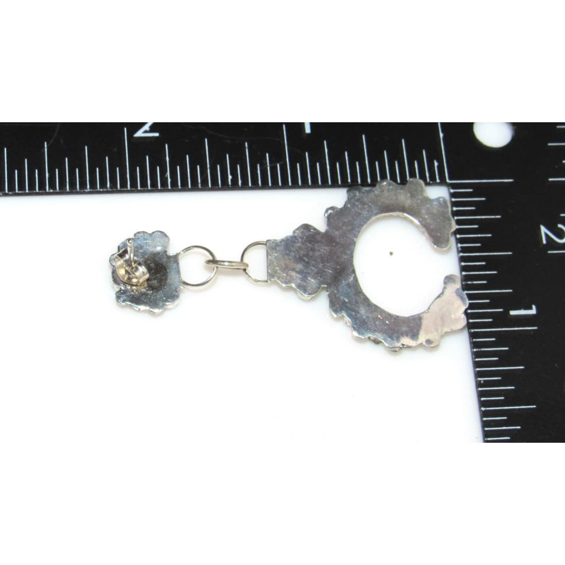 VTG Zuni Snake Eye Turquoise Naja Dangle Earrings Sterling