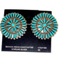 Southwestern Deals Zuni petit point turquoise earrings handcrafted with sterling silver floral design