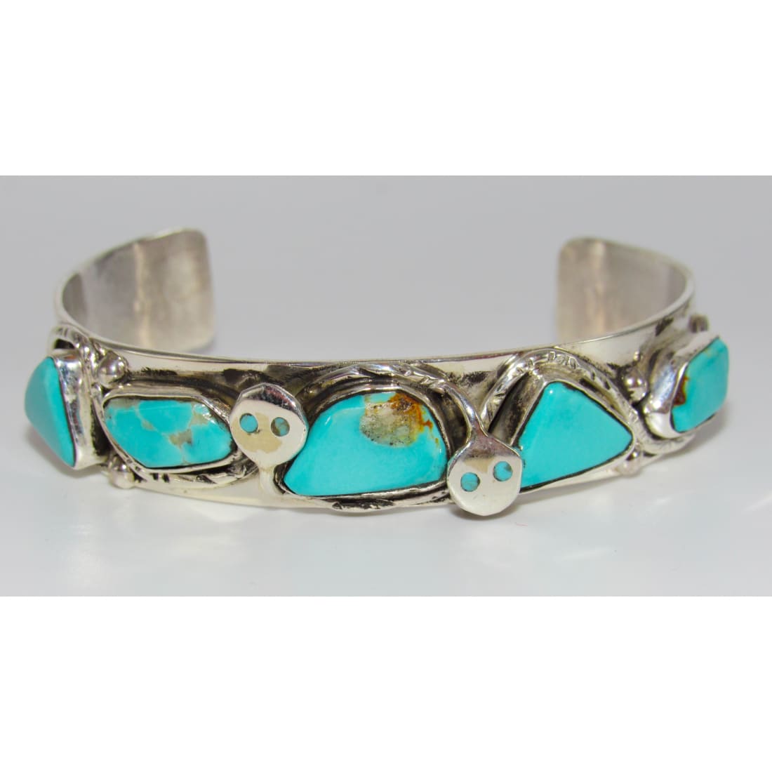 Zuni Snake Bracelet Royston Turquoise & Sterling Silver 7’’