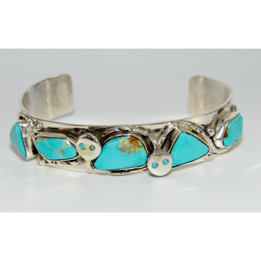 Zuni Snake Bracelet Royston Turquoise & Sterling Silver 7’’