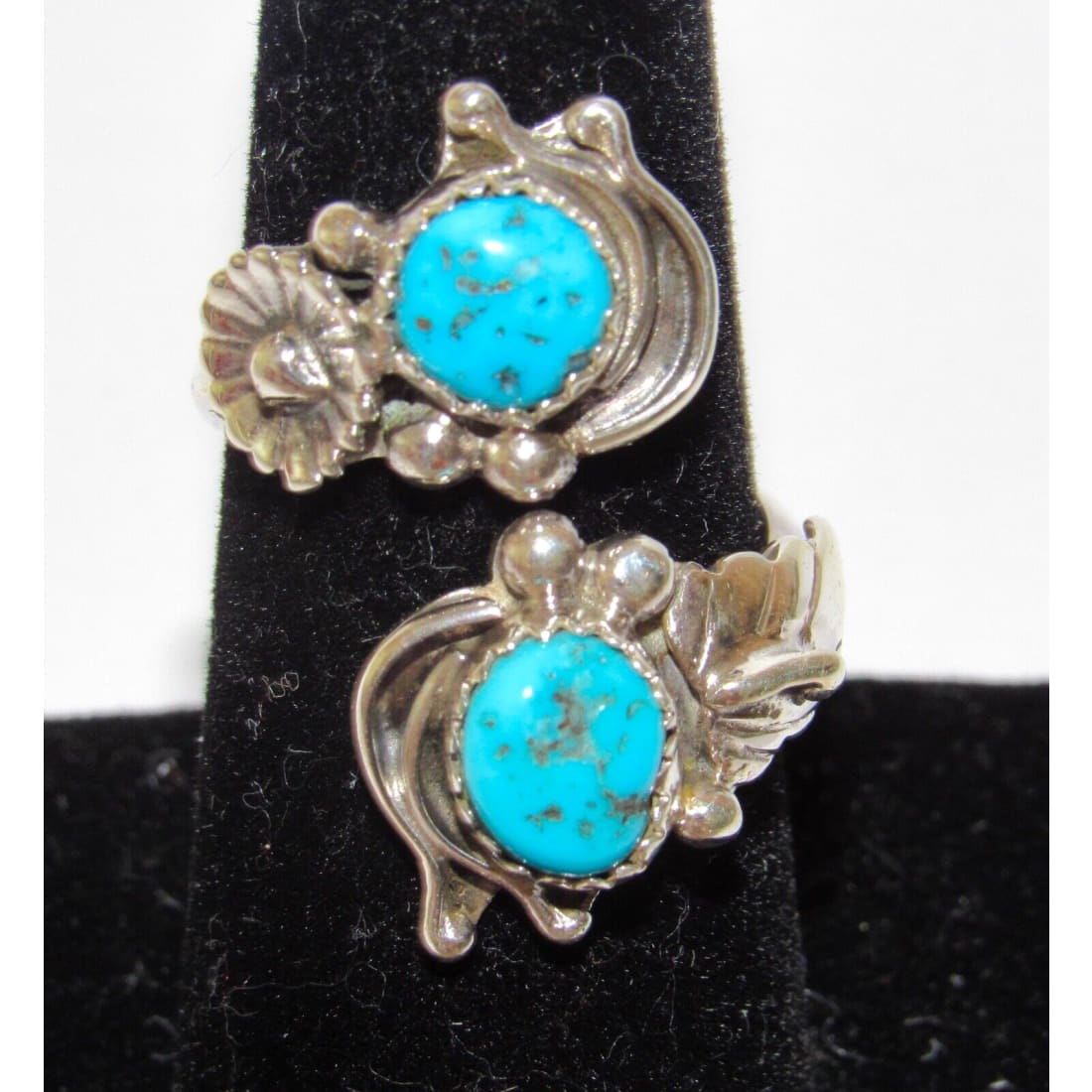 Navajo Kingman Turquoise Adjustable Bypass Ring Sz8 Sterling