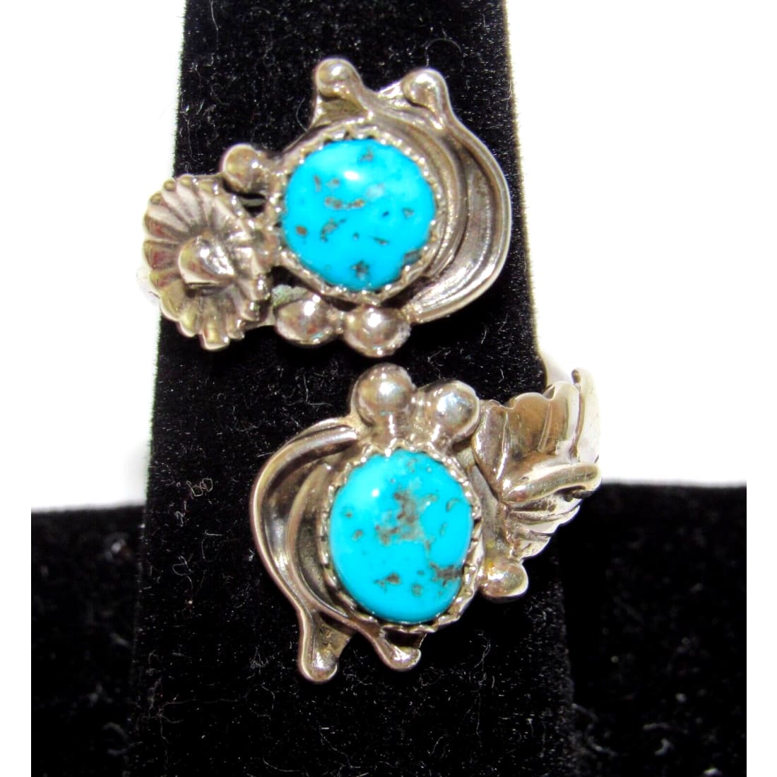 Navajo Kingman Turquoise Adjustable Bypass Ring Sz8 Sterling