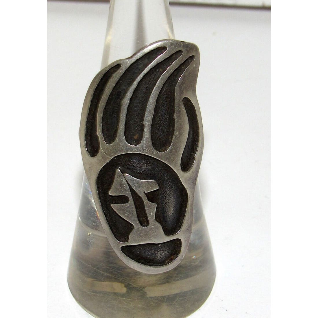 Old Pawn Hopi Bear Paw Ring Sz. 5.5 Sterling Silver Native 